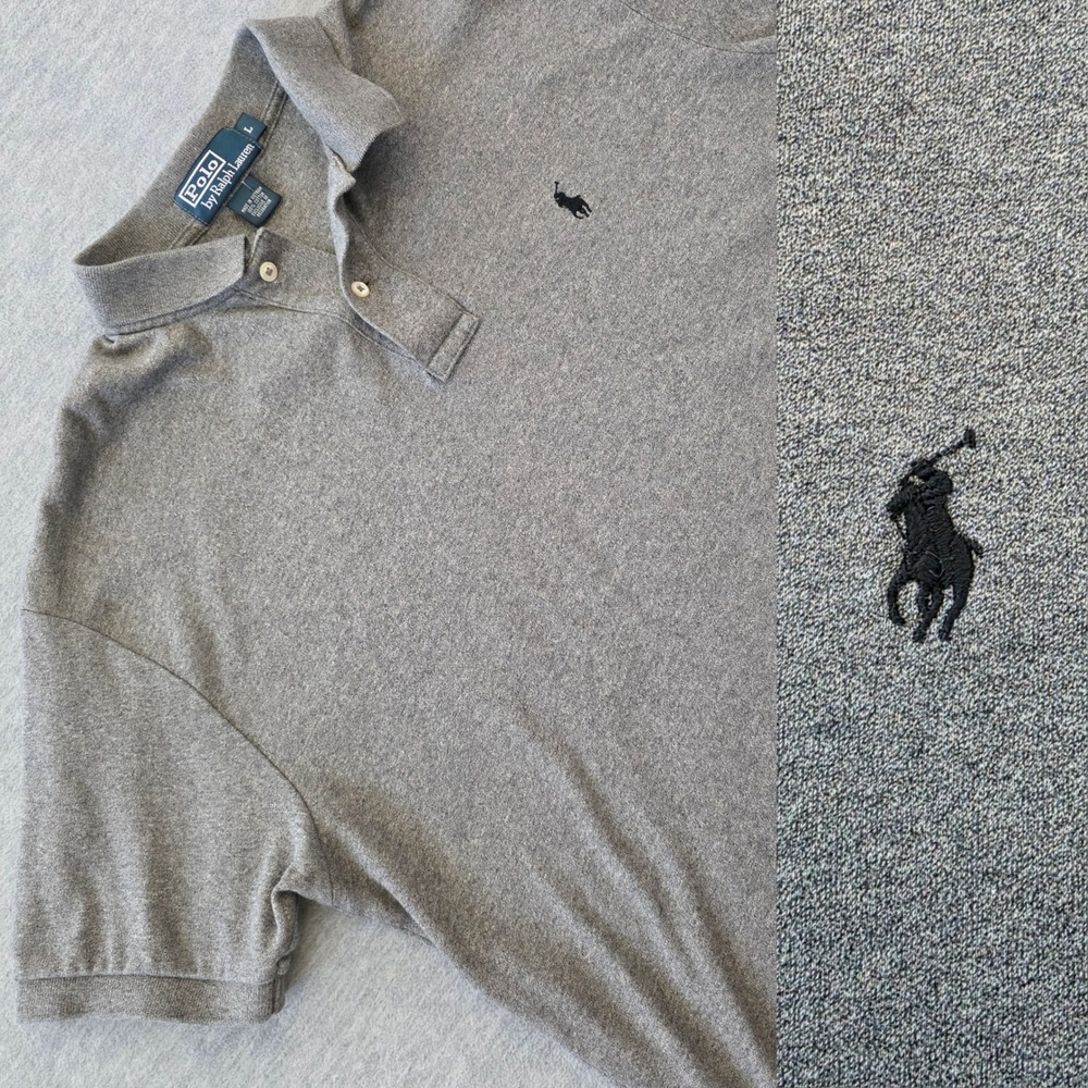 Polo Ralph Lauren Mens Classic Fit Polo Shirt Gray Short Sleeve Size Large